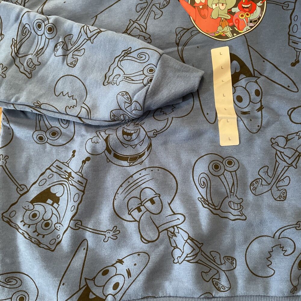 New Boys Nickelodeon SpongeBob SquarePants Graphic fleece Sweatshirt - Blue L - Picture 7 of 9